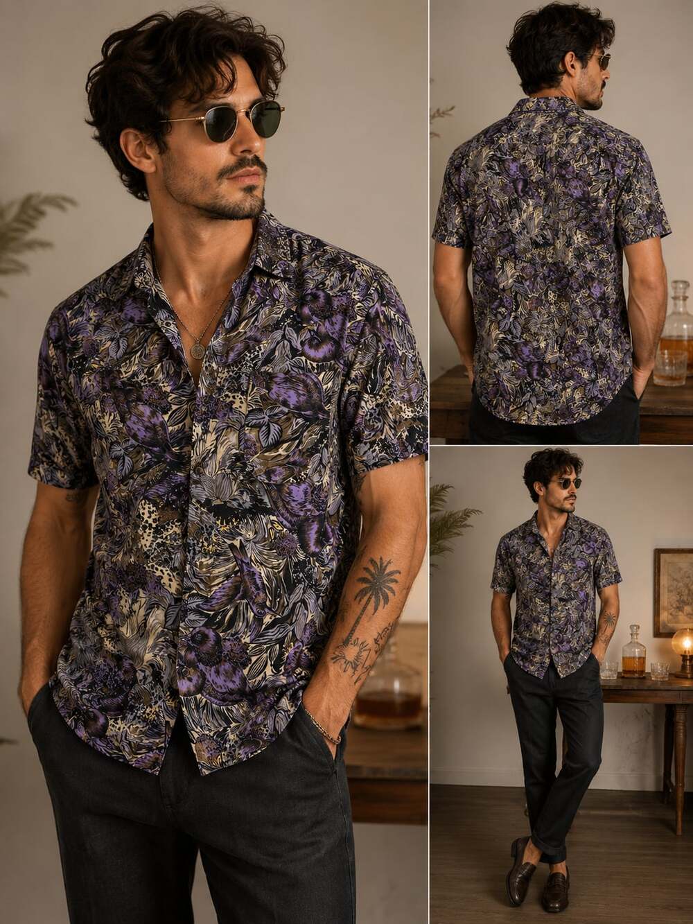 Vintage Turbo Styled In Italy Casual Wear Short Sleeve Button-Down Shirt